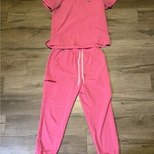 Figs Women’s F’ing Pink Jogger Scrubs Set
